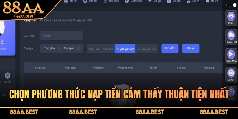 Nạp tiền 88AA - Hướng dẫn thanh toán an toàn, chi tiết 4 Lựa chọn hình thức nạp tiền phù hợp nhất